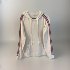 Velvet by Graham & Spencer  Off White Stripe Hoodie Sweatshirt Made in USA - M